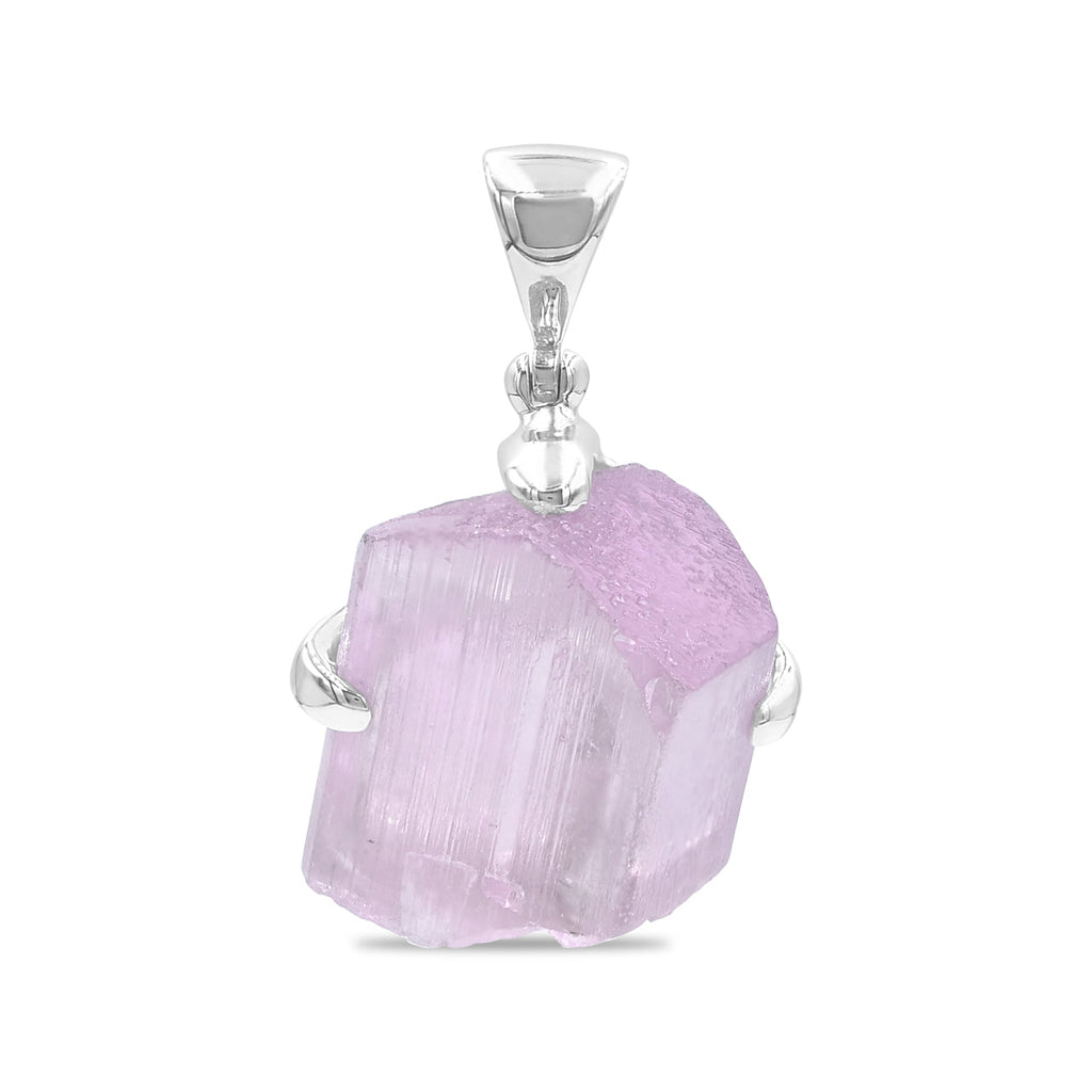 Starborn Kunzite Crystal Prong Set Pendant in Sterling Silver