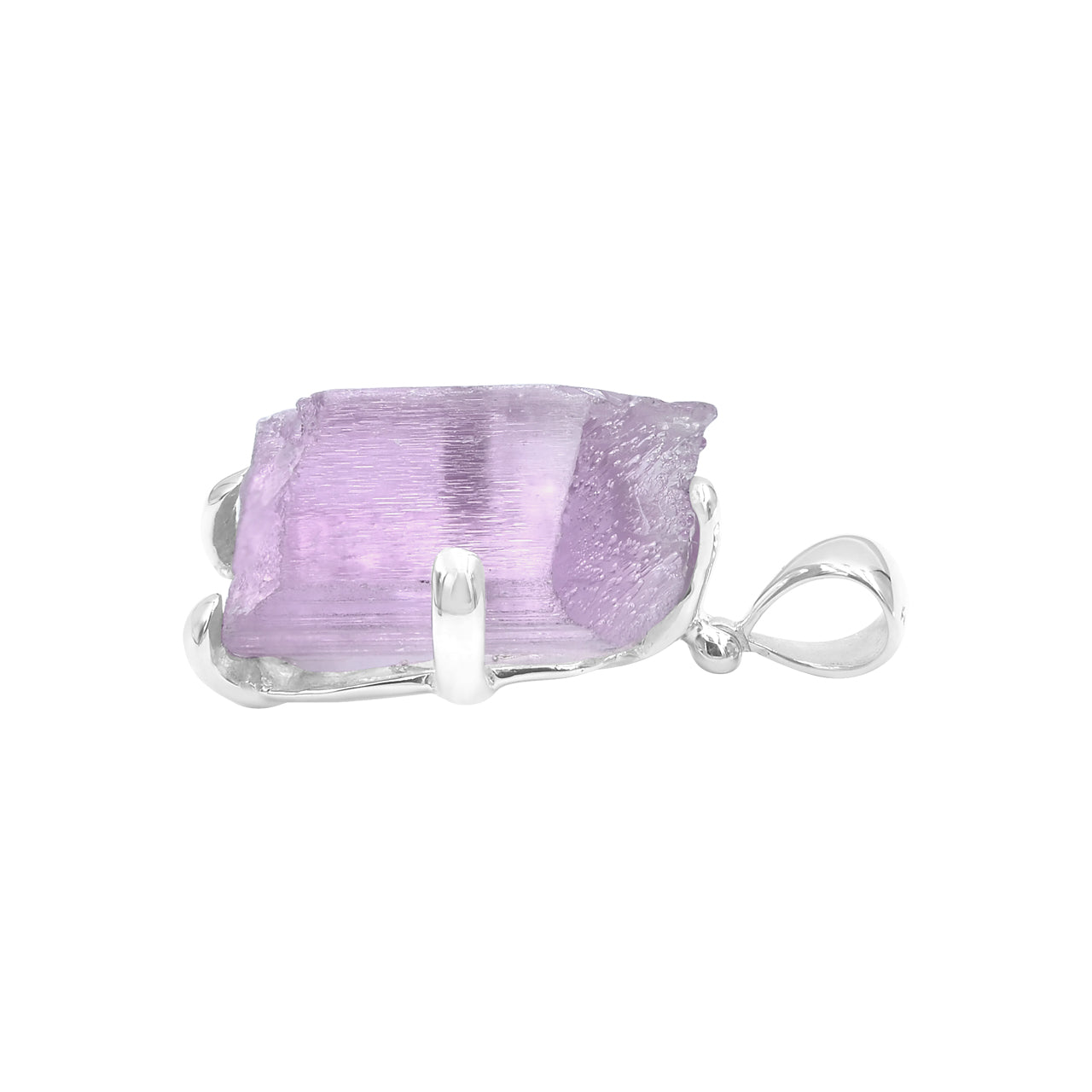Starborn Kunzite Crystal Prong Set Pendant in Sterling Silver