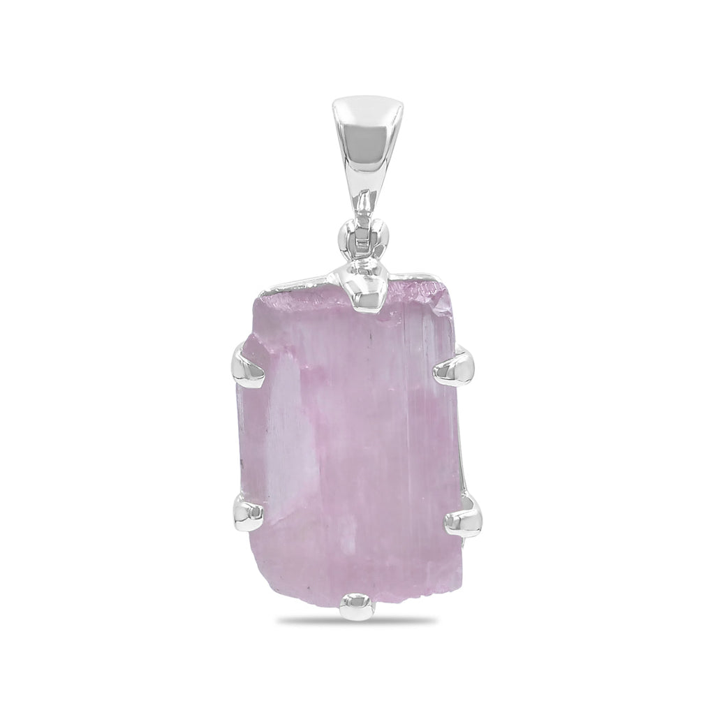 Starborn Kunzite Crystal Prong Set Pendant in Sterling Silver