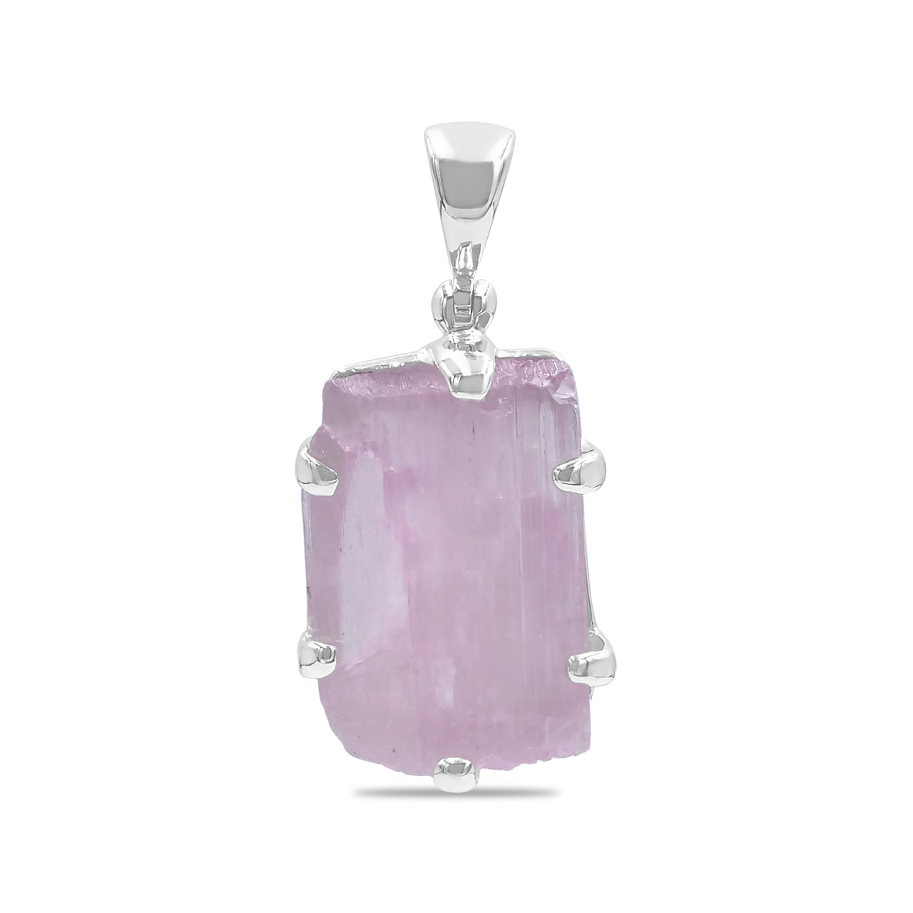 Starborn Kunzite Crystal Prong Set Pendant in Sterling Silver