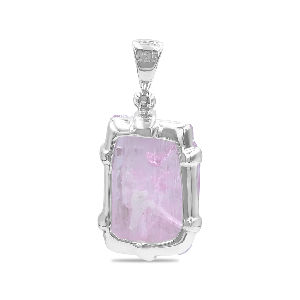 Starborn Kunzite Crystal Prong Set Pendant in Sterling Silver