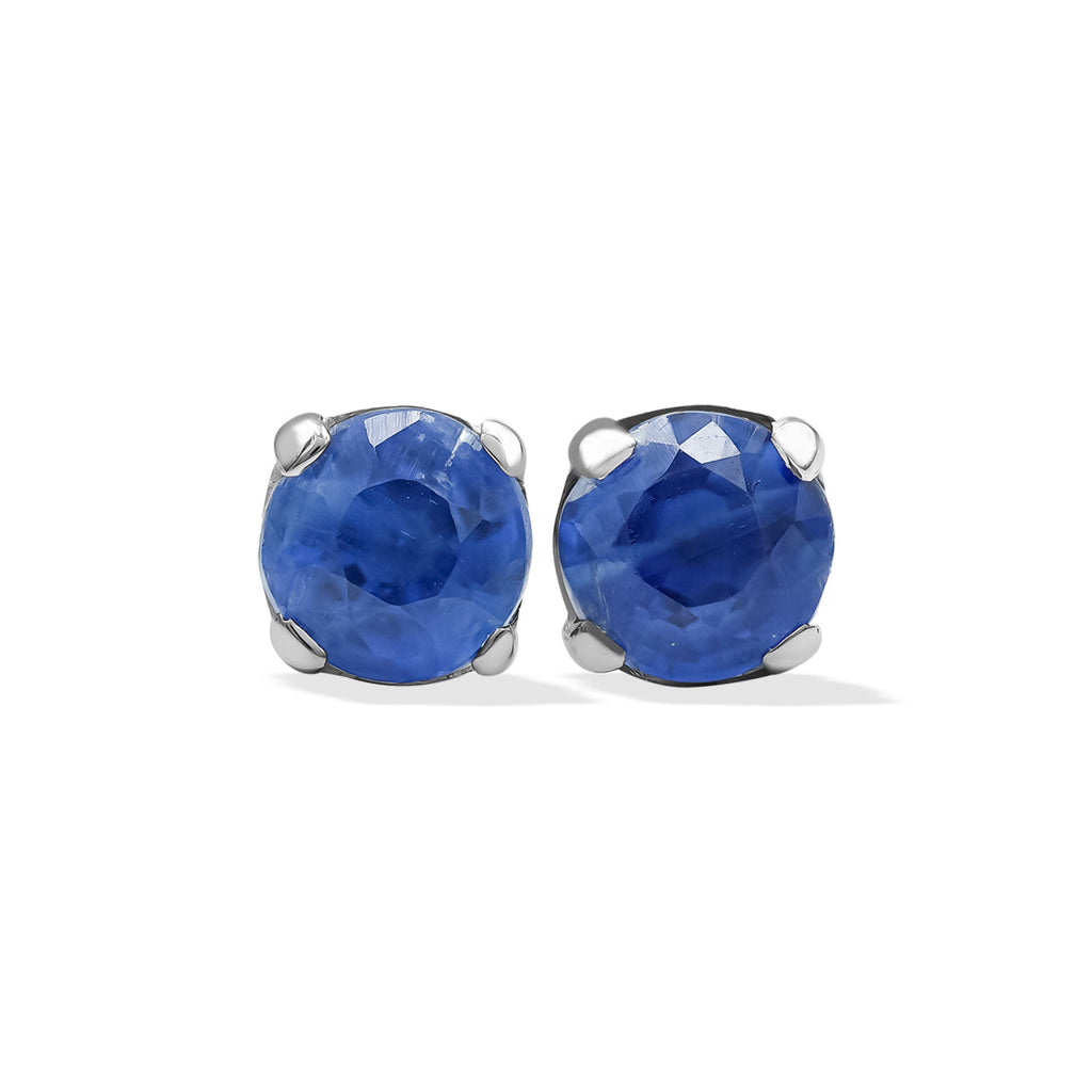 Starborn Faceted Kyanite 5mm Round Prong Set Post Earrings in Sterling Silver