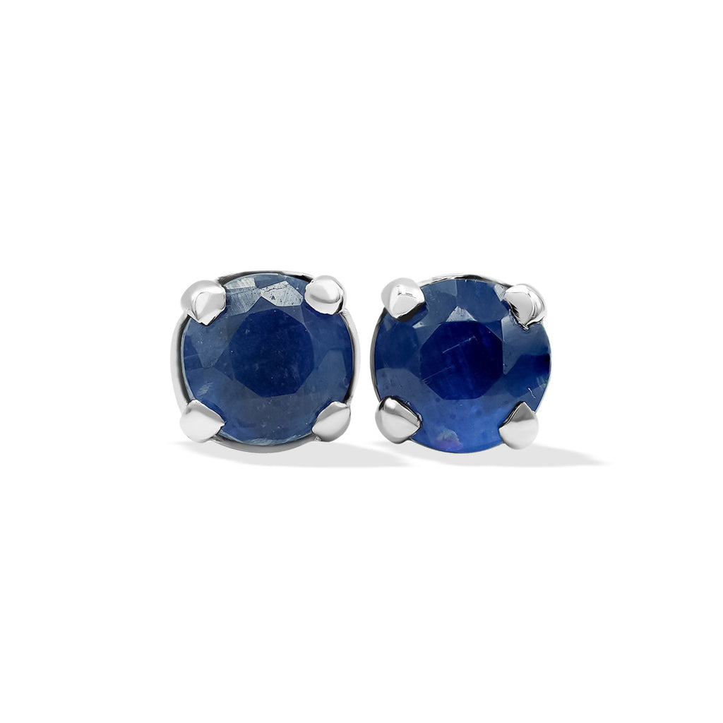 Starborn Faceted Kyanite 5mm Round Prong Set Post Earrings in Sterling Silver