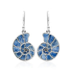 Starborn Nautilus Ammonite with Gemstones Inlay Earring in Sterling Silver - Large