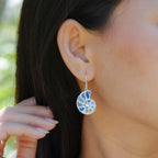 Starborn Nautilus Ammonite with Gemstones Inlay Earring in Sterling Silver - Large