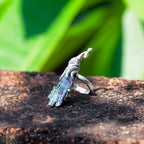 Starborn Aura Kyanite Crystal Peacock Ring in Sterling Silver