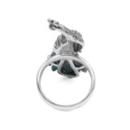 Starborn Aura Kyanite Crystal Peacock Ring in Sterling Silver