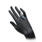 Starborn Aura Kyanite Crystal Peacock Ring in Sterling Silver