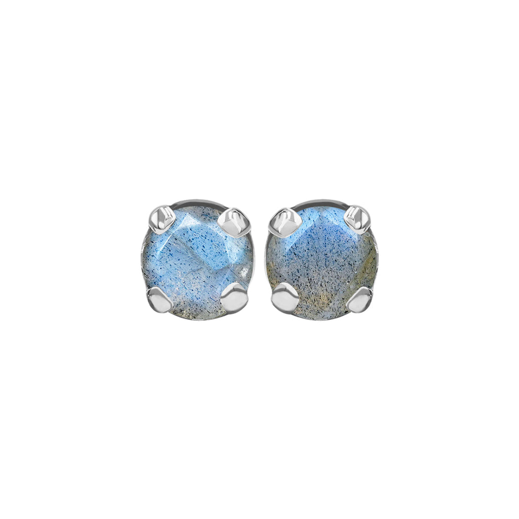 Starborn Faceted Labradorite 6mm Post Earrings in Sterling Silver