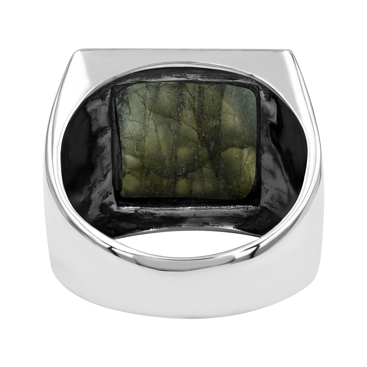 Starborn Labradorite Square Men's Ring with Octagram in Sterling Silver