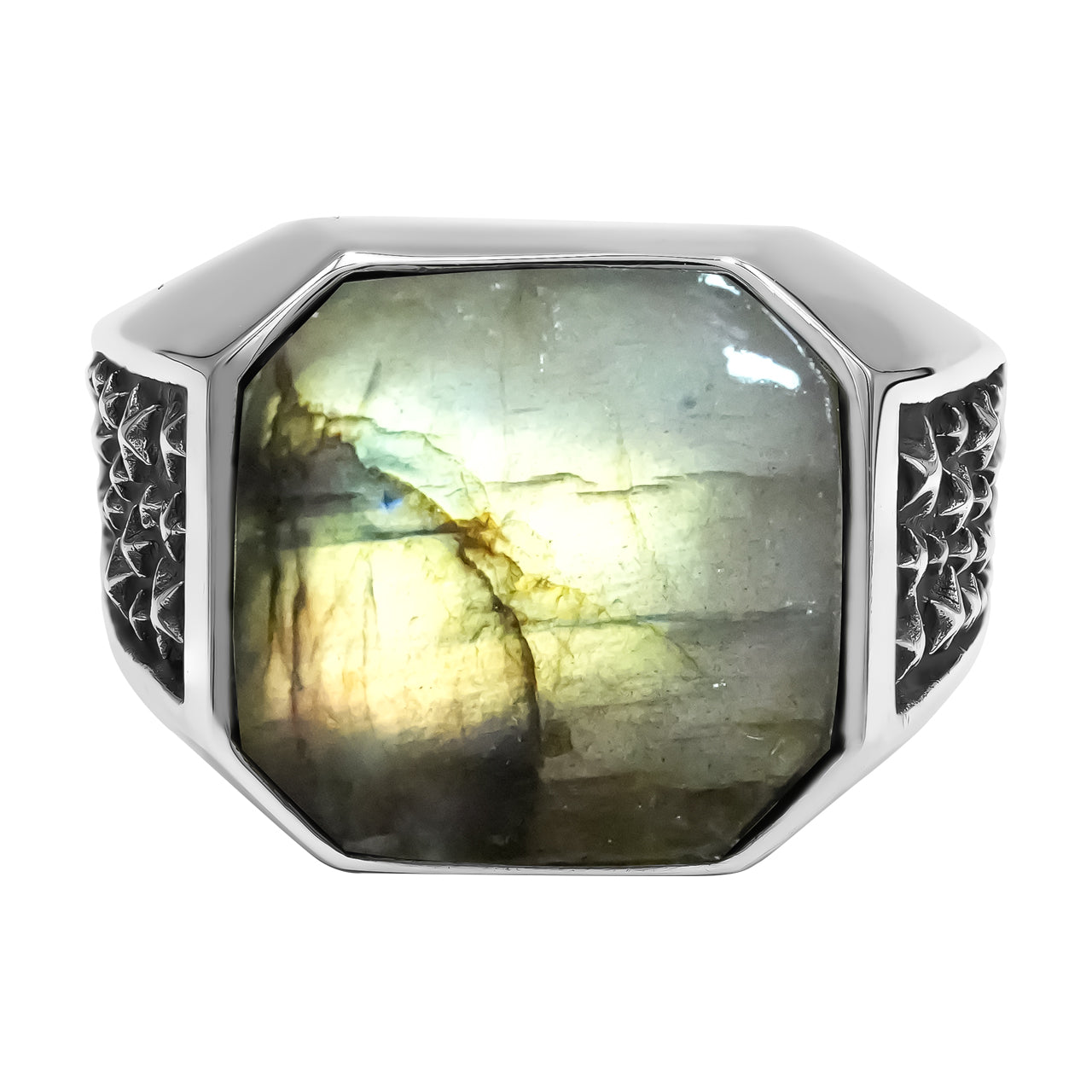 Starborn Labradorite Octagon Signet Men's Ring in Sterling Silver