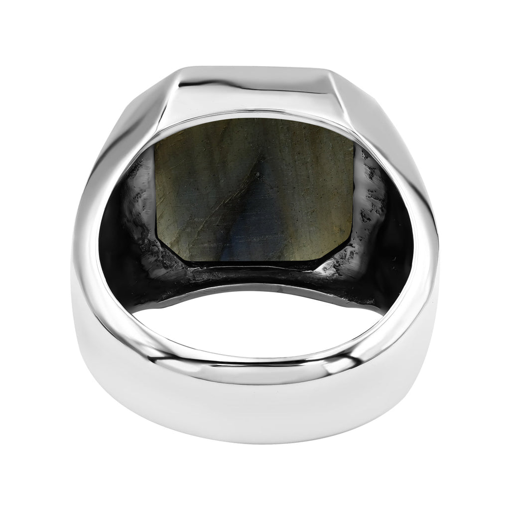 Starborn Labradorite Octagon Signet Men's Ring in Sterling Silver