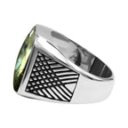 Starborn Labradorite Cushion-Shaped Men's Style Ring in Sterling Silver