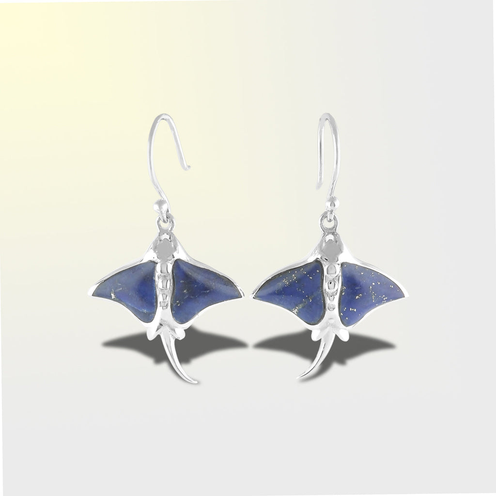 Starborn Lapis Lazuli Manta Ray Earrings in Sterling Silver