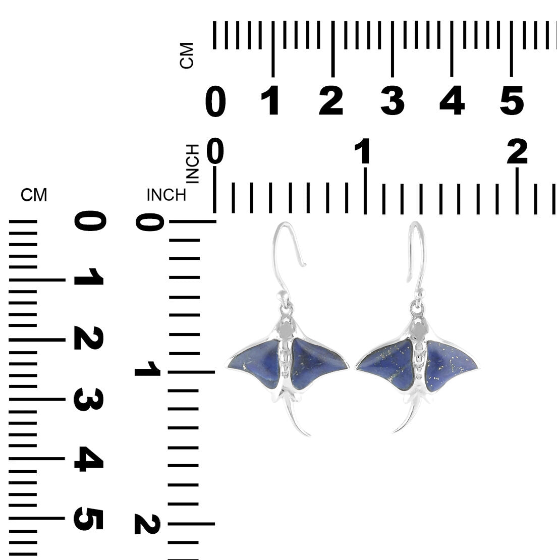 Starborn Lapis Lazuli Manta Ray Earrings in Sterling Silver