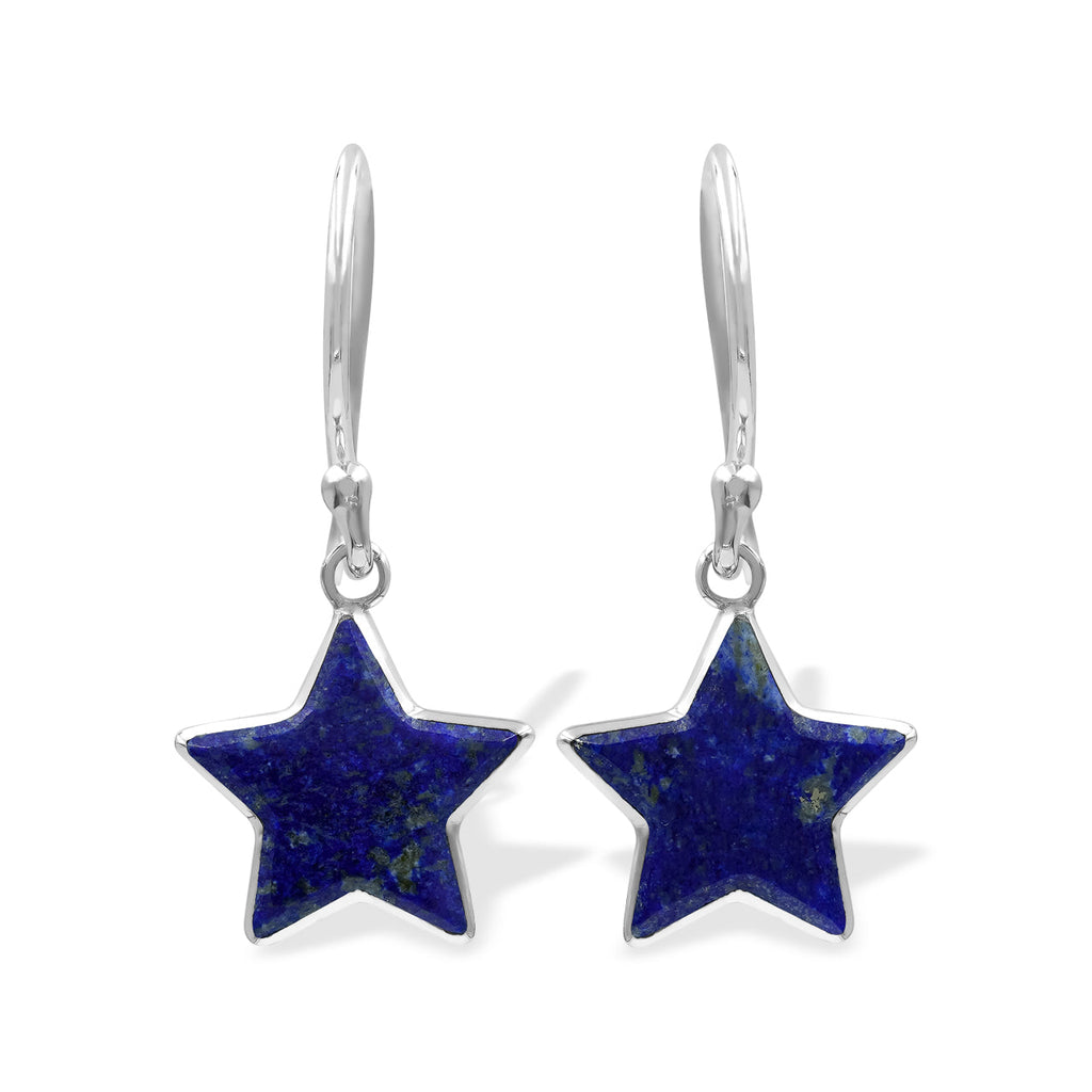 Starborn Lapis Lazuli Star Dangle Earrings in Sterling Silver