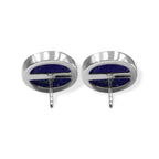 Starborn Lapis Lazuli Round Cabochon Post Style Earrings in Sterling Silver