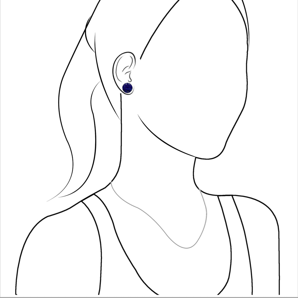 Starborn Lapis Lazuli Round Cabochon Post Style Earrings in Sterling Silver