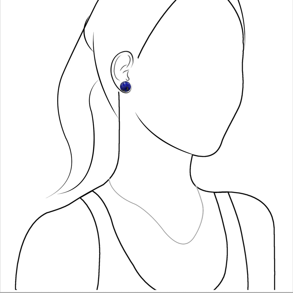 Starborn Lapis Lazuli Round Cabochon Post Style Earrings in Sterling Silver