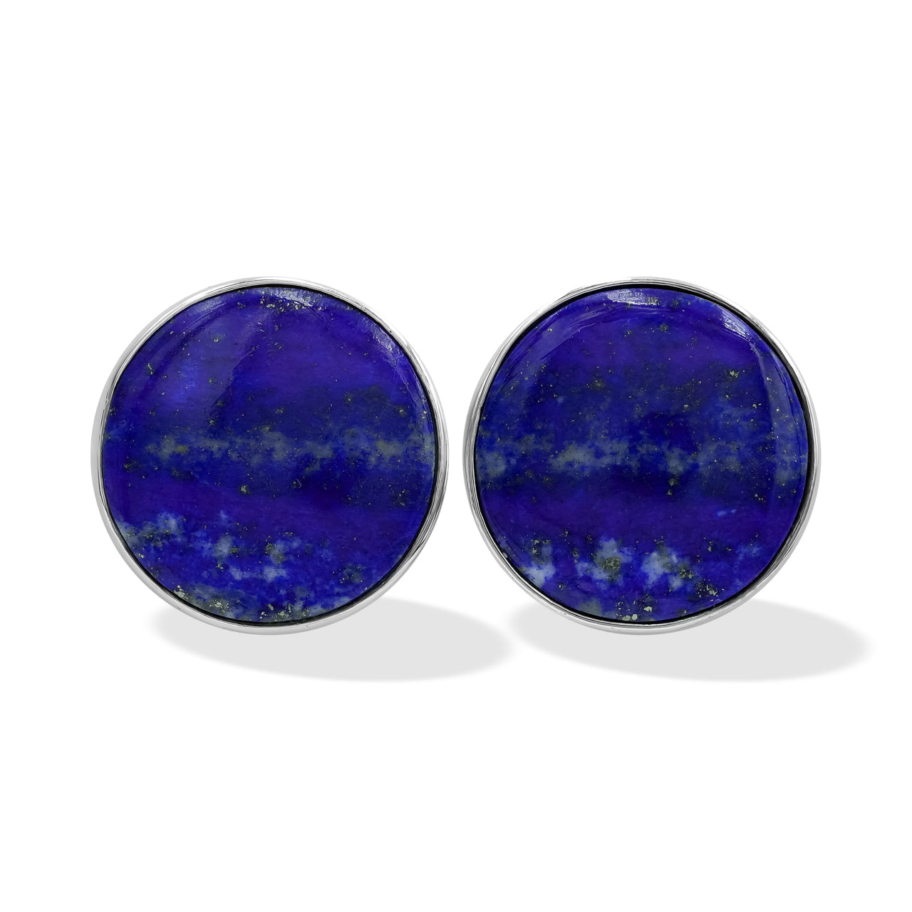 Starborn Lapis Lazuli Round Cabochon Post Style Earrings in Sterling Silver