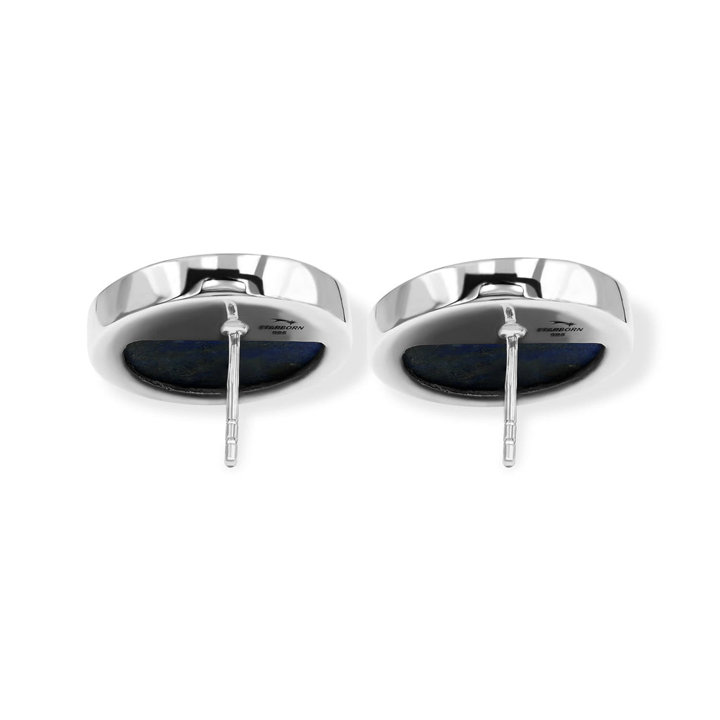 Starborn Lapis Lazuli Round Cabochon Post Style Earrings in Sterling Silver
