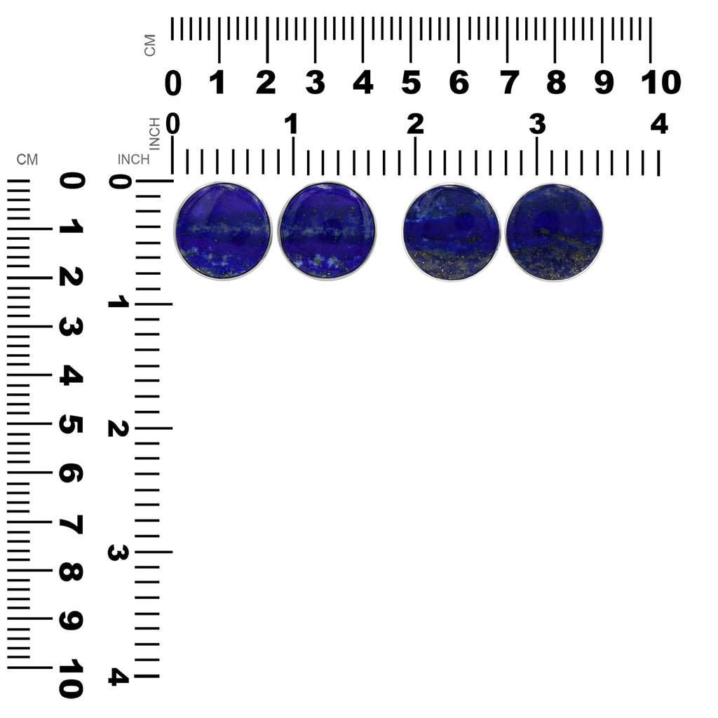 Starborn Lapis Lazuli Round Cabochon Post Style Earrings in Sterling Silver