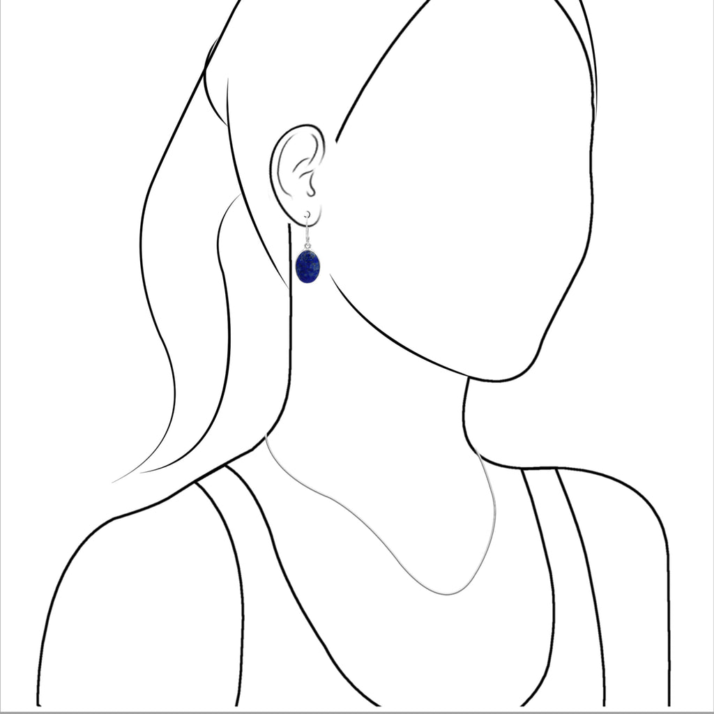 Starborn Lapis Lazuli Oval Dangle Earrings in Sterling Silver