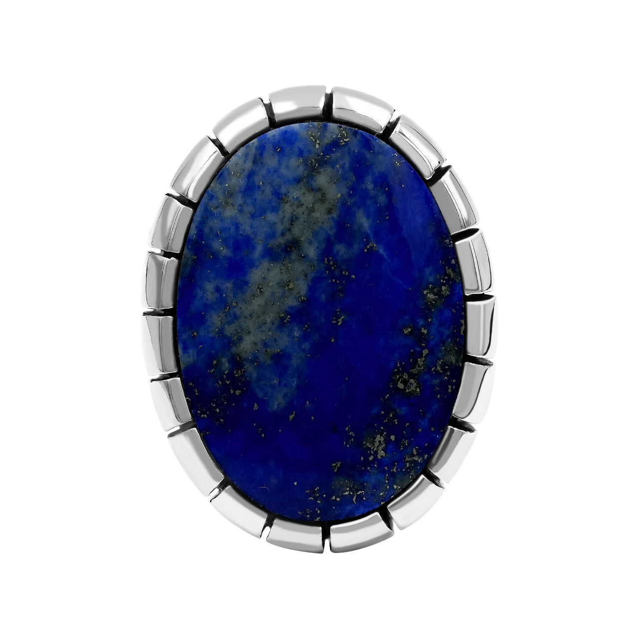 Starborn Lapis Lazuli Striped Bezel Ring with Bali Design Shank in Sterling Silver
