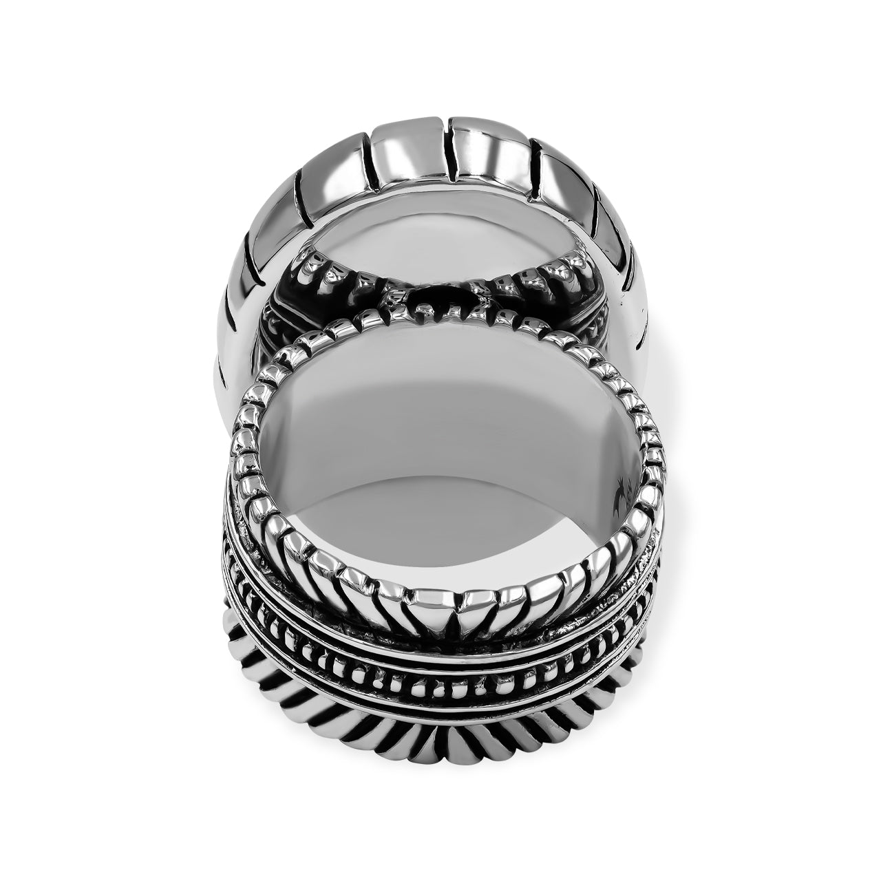 Starborn Lapis Lazuli Striped Bezel Ring with Bali Design Shank in Sterling Silver