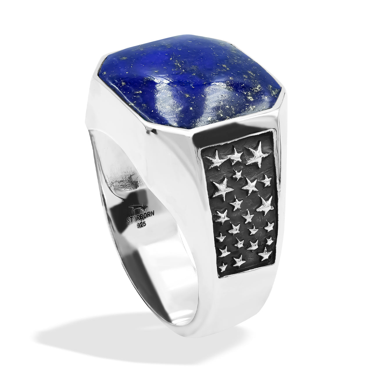 Starborn Lapis Lazuli Octagon Signet Men's Ring in Sterling Silver