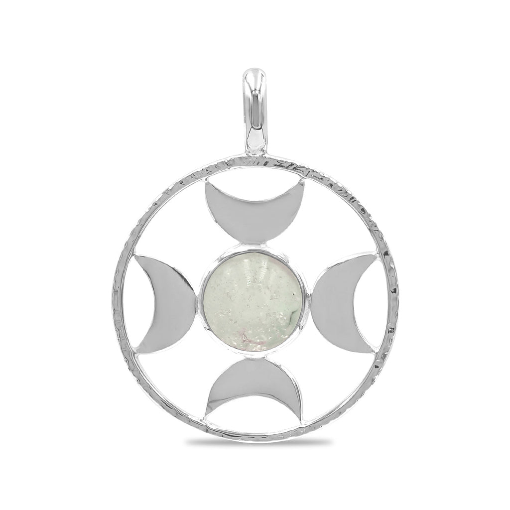 Starborn Sphere Gemstones Directional Crescent Moon Pendant in Sterling Silver - Large