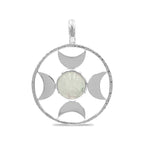 Starborn Sphere Gemstones Directional Crescent Moon Pendant in Sterling Silver - Large