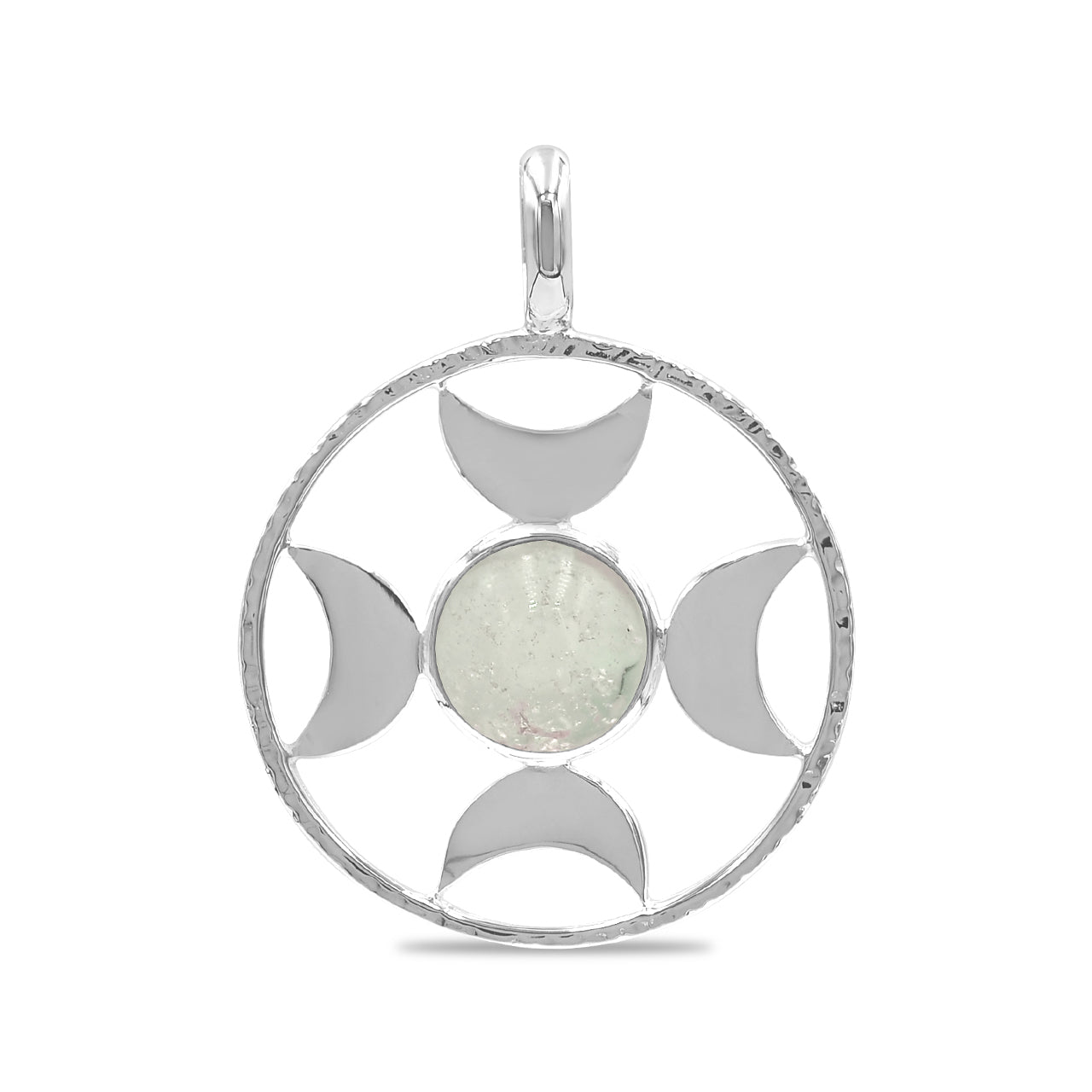 Starborn Sphere Gemstones Directional Crescent Moon Pendant in Sterling Silver - Large