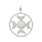 Starborn Sphere Gemstones Directional Crescent Moon Pendant in Sterling Silver - Large