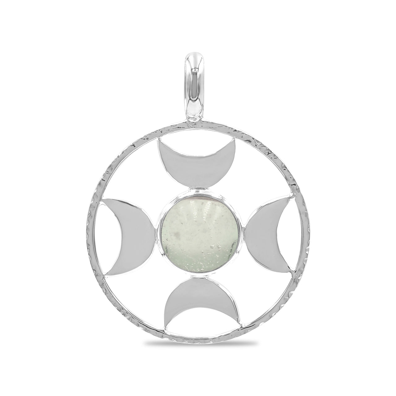 Starborn Sphere Gemstones Directional Crescent Moon Pendant in Sterling Silver - Large