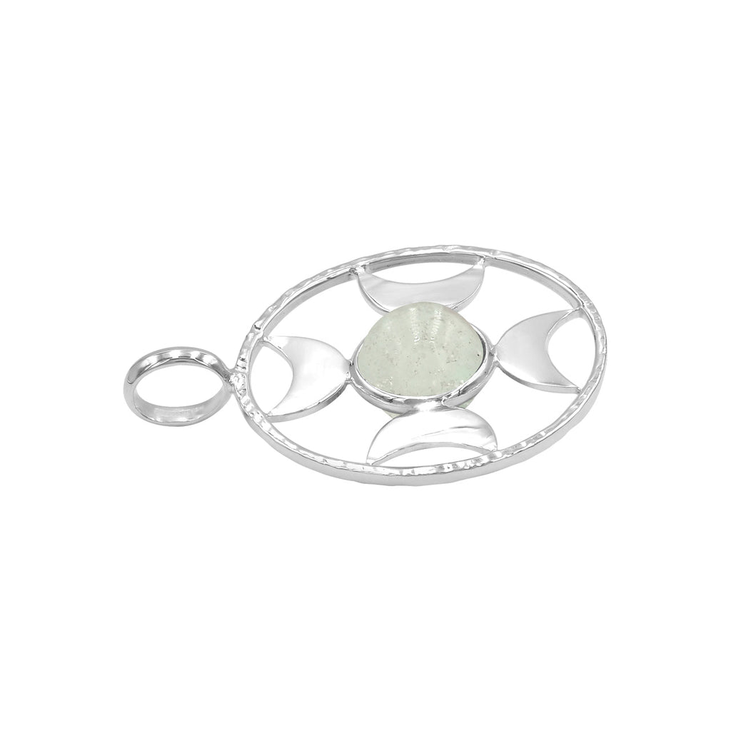 Starborn Sphere Gemstones Directional Crescent Moon Pendant in Sterling Silver - Large