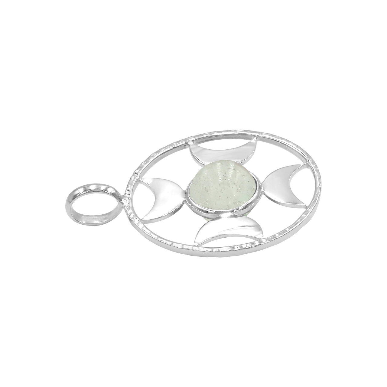 Starborn Sphere Gemstones Directional Crescent Moon Pendant in Sterling Silver - Large
