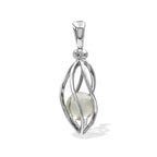 Starborn Libyan Desert Tektite Sphere Spiral Cage Pendant in Sterling Silver