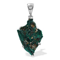 Starborn Natural Raw Malachite Prong Set Pendant in Sterling Silver