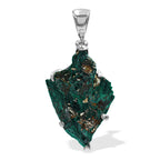 Starborn Natural Raw Malachite Prong Set Pendant in Sterling Silver