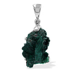 Starborn Natural Raw Malachite Prong Set Pendant in Sterling Silver