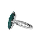 Starborn Raw Malachite Prong Set Ring in Fine Sterling Silver