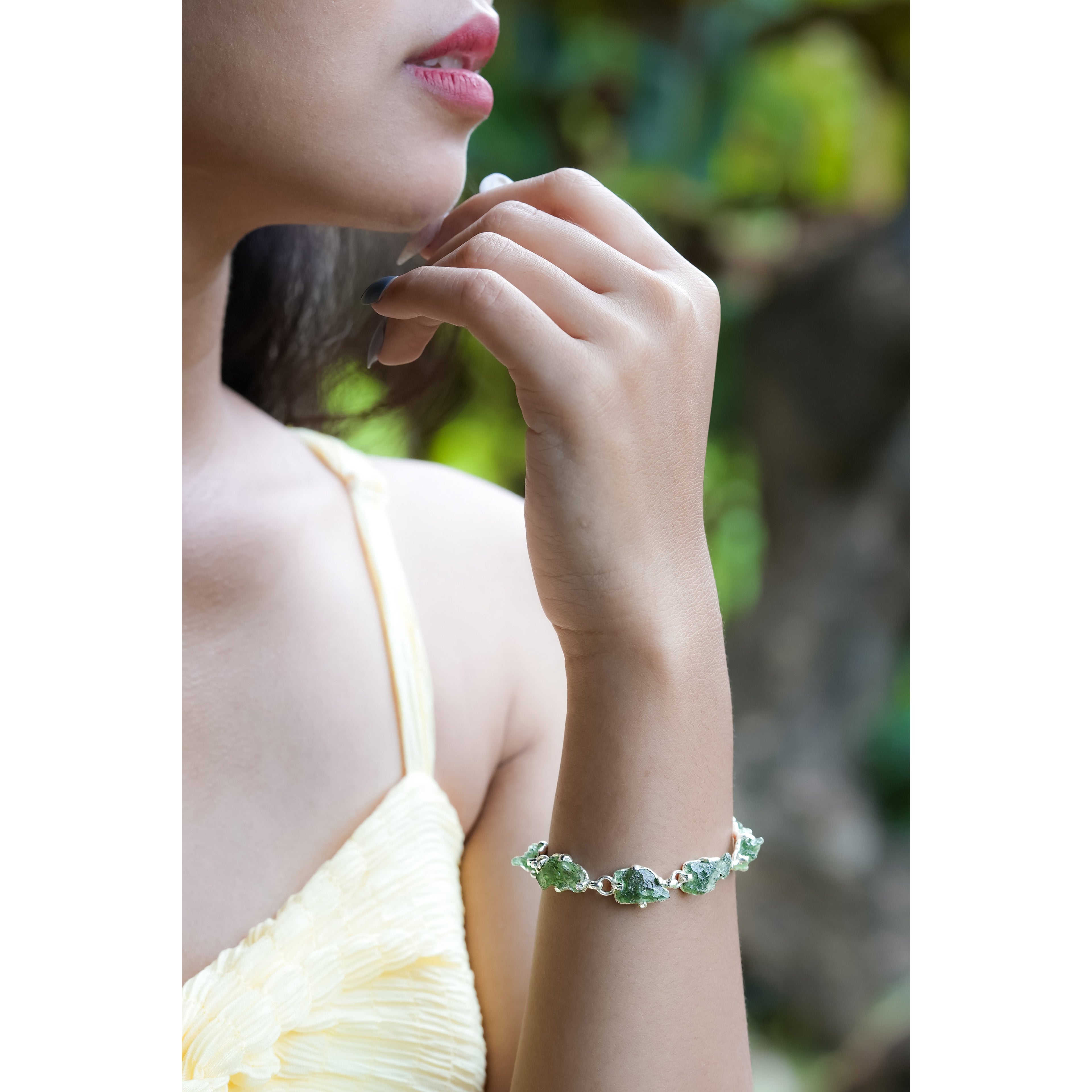 Starborn Genuine Rough Prong Set Moldavite in Sterling Silver