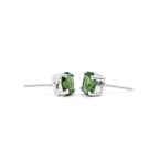 Starborn Faceted Moldavite Prong Style Post Earrings in Sterling Silver
