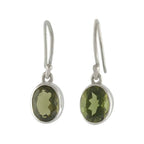 Starborn Faceted Oval Moldavite Earrings in Sterling Silver