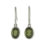 Starborn Faceted Oval Moldavite Earrings in Sterling Silver