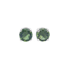 Starborn Faceted Moldavite Prong Style Post Earrings in Sterling Silver