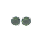 Starborn Faceted Moldavite Prong Style Post Earrings in Sterling Silver