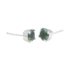 Starborn Faceted Moldavite Prong Style Post Earrings in Sterling Silver