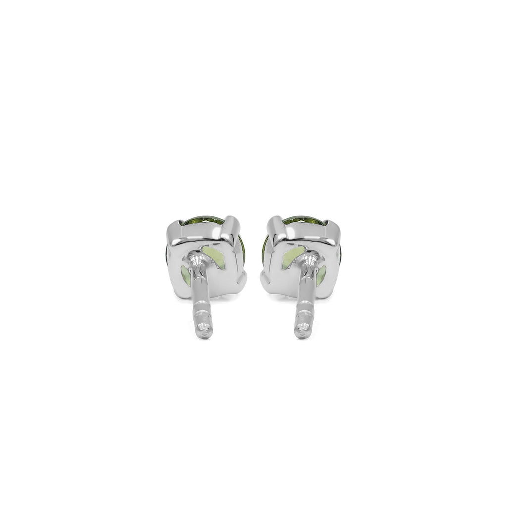 Starborn Faceted Moldavite Prong Style Post Earrings in Sterling Silver
